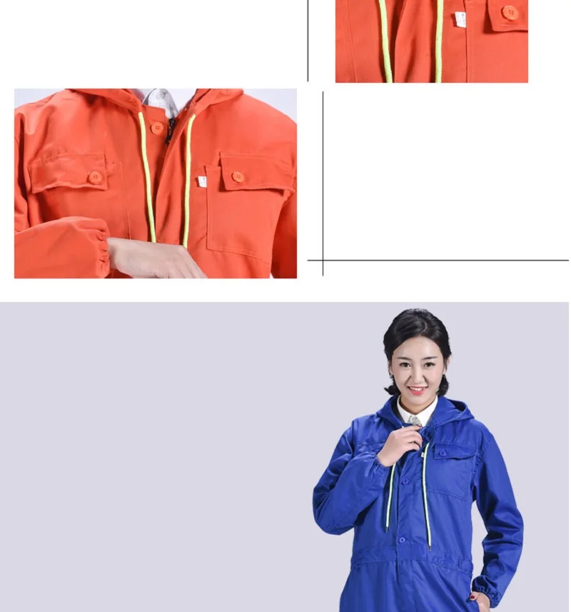 Worker Clothing Hooded Overalls Women Men's Spring Autumn Oversized Onesies Coveralls Car Repairmen Mechanical Workshop Uniforms