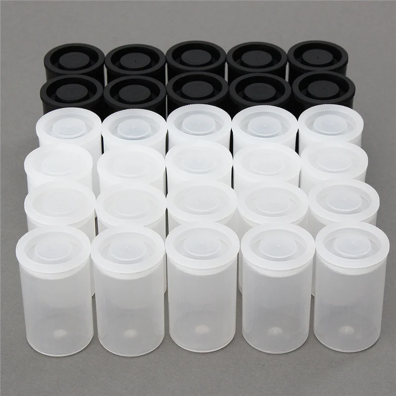 20Pcs Plastic Empty Film Canister Camera Reel Container Storage Case Can For Accessories Art Beads Coin Pill Fishing Bait