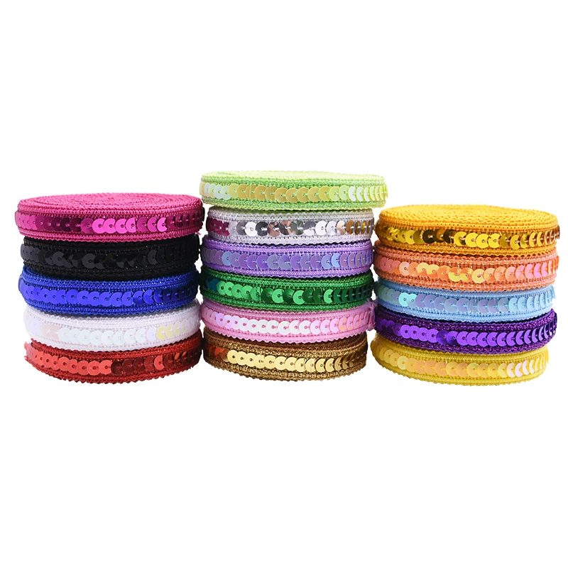 5 Meter Shiny Sequins Lace Trimming Ribbon DIY Polyester Fabric Braided Lace Wedding Decoration Home Party Sewing Accessories