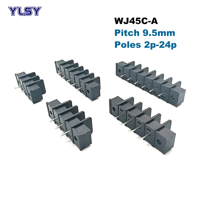 Barrier PCB Terminal Block Pitch 9.5mm 45C-A Straight 2/3/4/5/6/7/8/10P Morsettiera Wire Cable Connector Screw Holes Bornier 25A