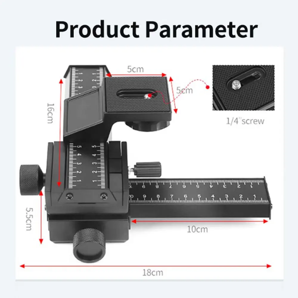 4 Way Macro Focusing Rail Slider for DSLR Camera Macro Camera Gimbal Stabilizer with 1/4\