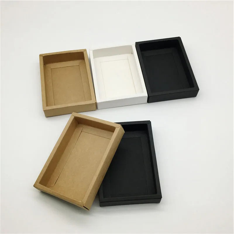 Uncovered Kraft Paper Box 10Pcs Jewelry Accessories Packaging Paper Box Handmade Soap Gift Boxes