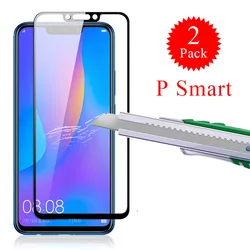 2 Pack Protective Glass for Huawei PSmart 2018 Full Cover Screen Protector Armor P Smart Plus 2019 PSmart+ Tempered Protection