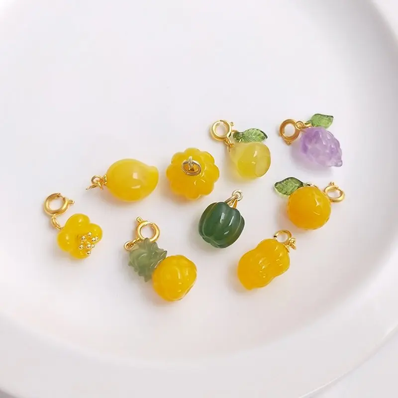 1 قطعة شكل الفاكهة حجر قلادة قلادة العقيق الطبيعي أقراط Charms لصنع المجوهرات Stone بها بنفسك حجر اكسسوارات مصمم Charms