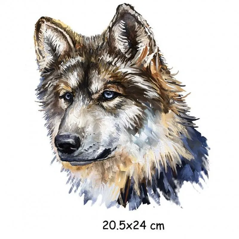 Fashion Cute Animal Wolf Iron On Patches For DIY Heat Transfer Clothes T-Shirt Thermal Stickers Decoration Printing