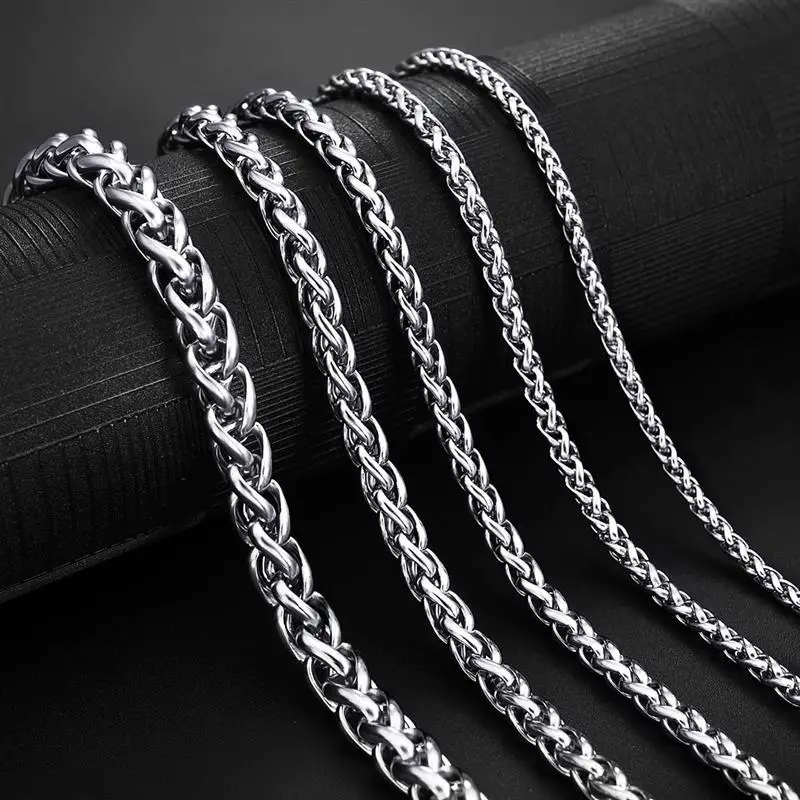 Stainless Steel Chain Necklace for Men Women Curb Cuban Link Chain Black Silver Color Punk Choker Fashion Male Jewelry Gift