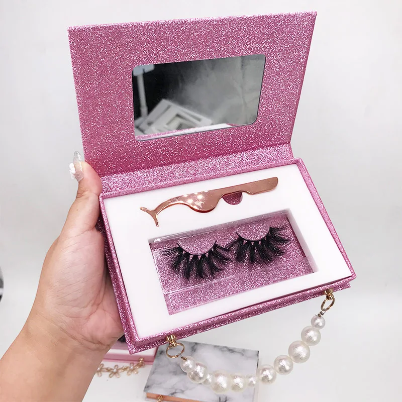 Pink Chain Lashes Package Book with Tweezer Eyeliner Custom Private LOGO