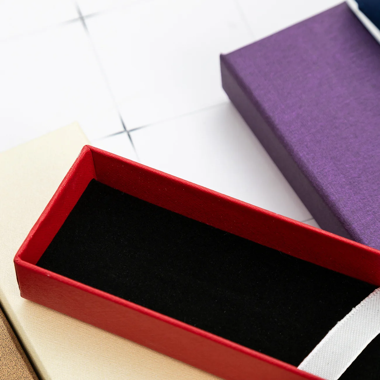 Neutral Pen Ballpoint Pen Box Rectangular Pen Box Cover Box Paper Flannel Black Carton Lettering Pen Special Gift Box