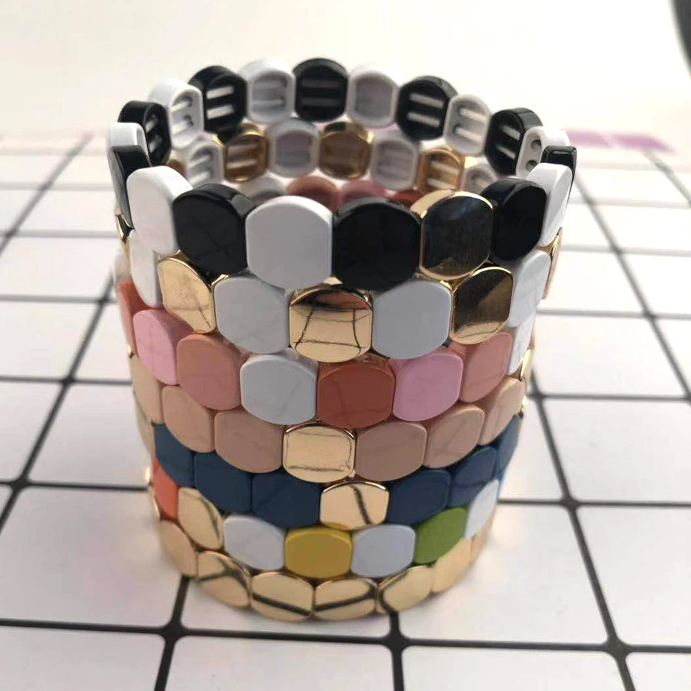 ZMZY Bohemian Geometric Women\'s Beaded Enamel Stretch Bracelet Femme Boho Pulseira Bransoletki Damskie Bracelet Jewelry Gift