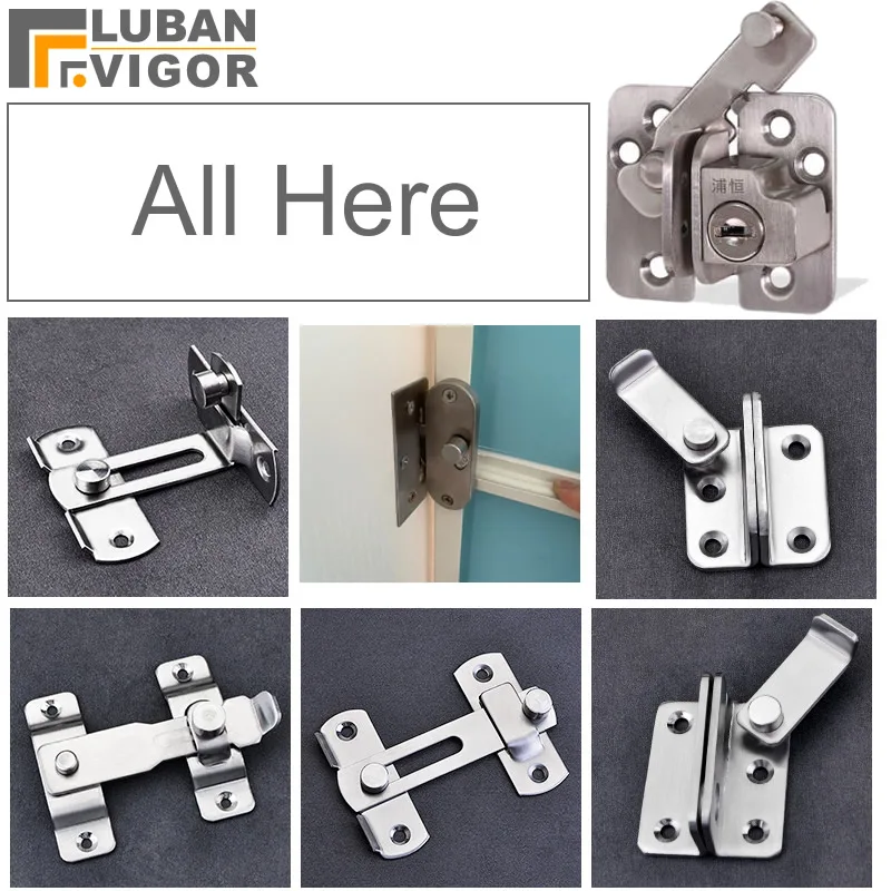 Anti-theft door buckle,stainless steel door latch/ bathroom plug,window bolt,more safe and strong,for Sliding Door,Door Hardware