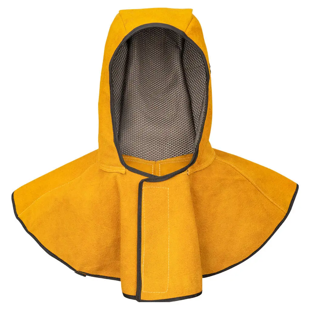 Windproof Welding Hood Safety Work Wear Welder Protective Flame Retardant Heat Insulation Cowhide Breathable Welding Shawl Hat