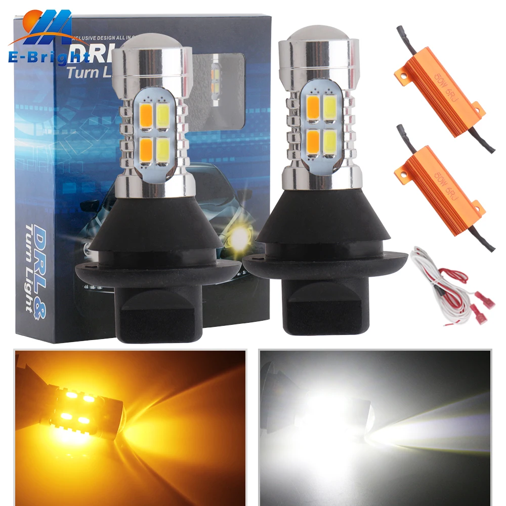 2PCS Canbus White/Amber 5730 20 SMD Led 1156 BA15S PY21W BAU15S W21W Bulb Cars DRL Turn Signal Reverse Tail Light NO Error