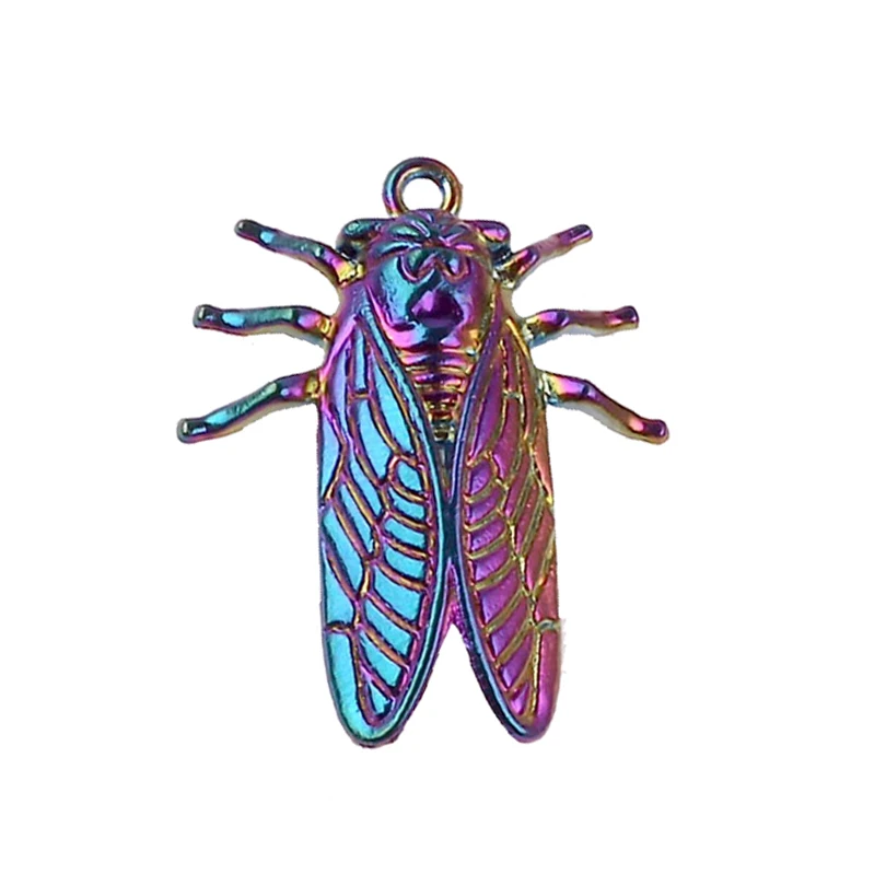 

20PCS Rainbow Color Flying Insect Cicada Charms for Handmade Necklace Pendant Jewelry 23604