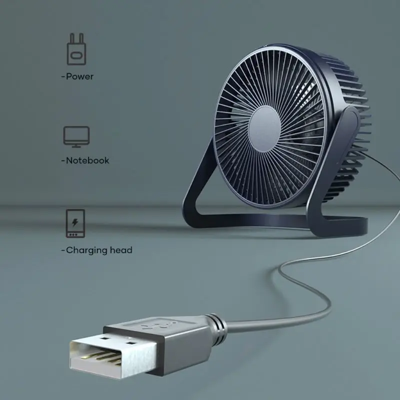 مروحة مكتب USB مع مفتاح تشغيل/إيقاف ، 2 سرعات ، للمنزل والمكتب والسيارة والخارج ، دوران 360 درجة ، 5/6/8 بوصة ، 19QE