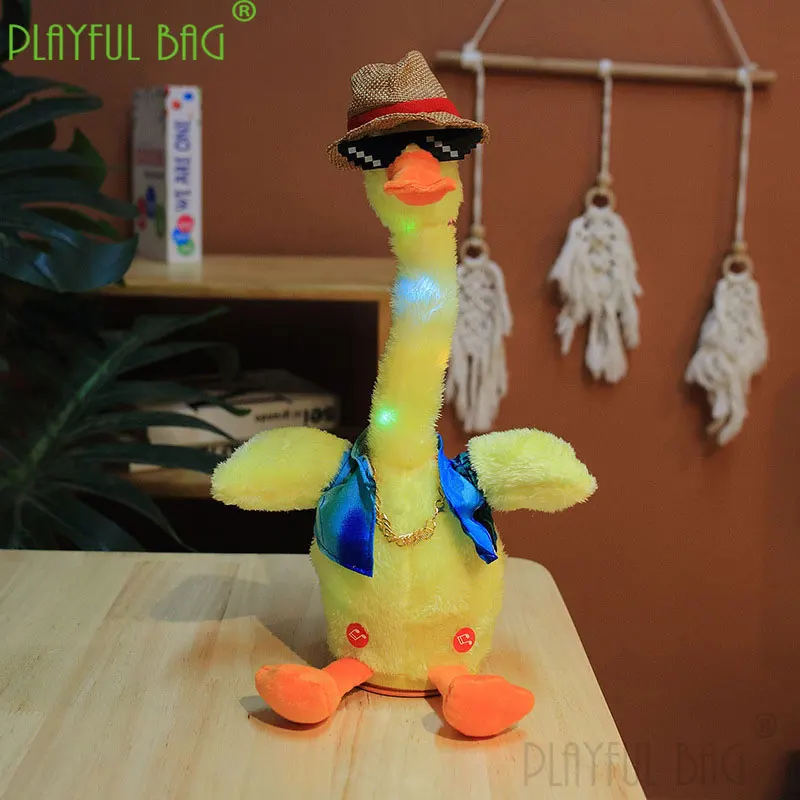 Juguetes interactivos para levantar el cuello, cantar y bailar, grabar la lengua, aprender, pato amarillo, muñeco, regalo para el Día de los niños, vd58