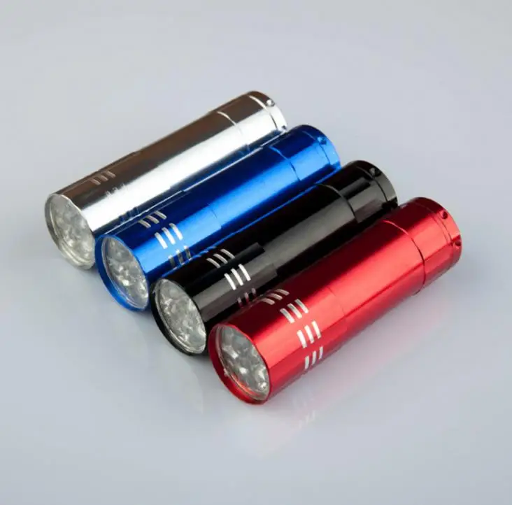 Wholesale 500pcs/lot 9 LED multifunction torch LED FlashLight with UV Cash detector can customize logo Party Gift SN261