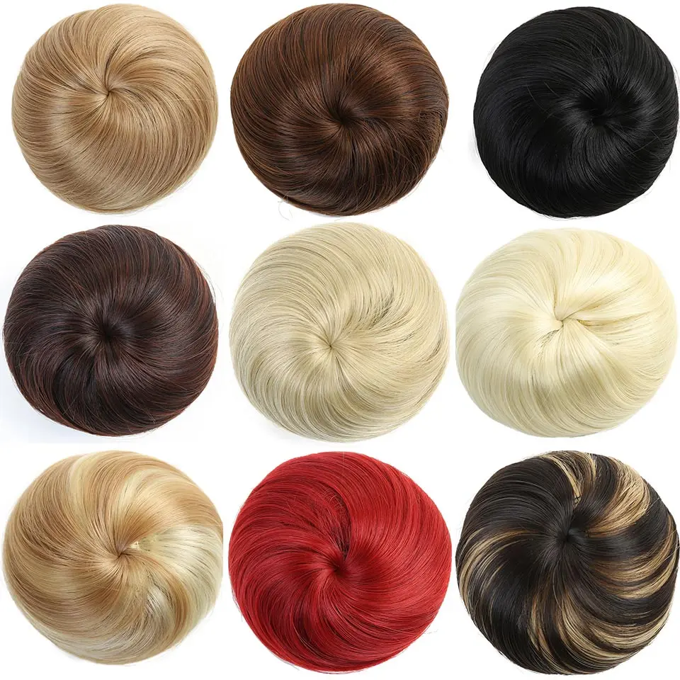 Allaosify Rambut Bun Sintetis Chignon Donat Rol Rambut Potongan 10 Warna Tersedia Suhu Tinggi Serat Rambut Bun Penutup untuk Wanita