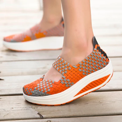 Women Casual Shoes 2021Summer Breathable Handmade Women Woven Shoes Fashion Comfortable LightWeight Wovening Women Shoes EE-14