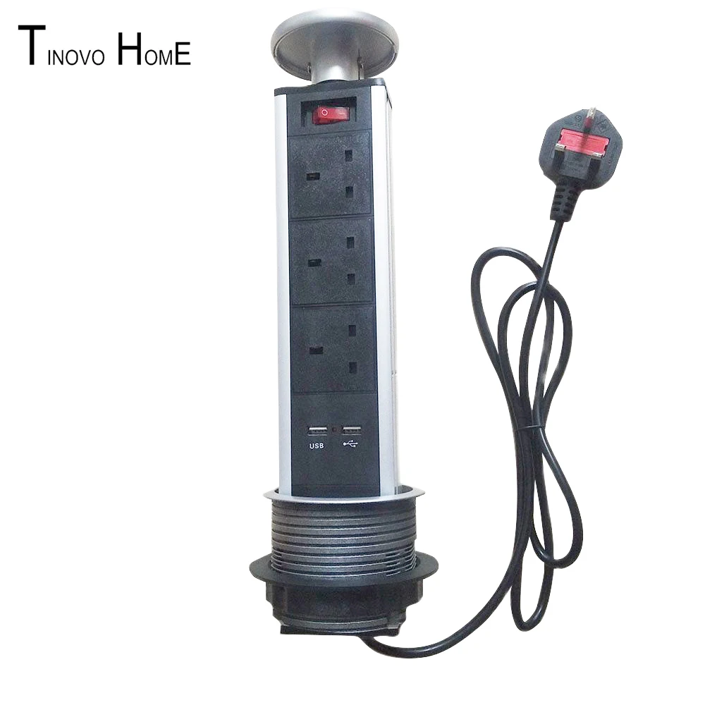 Desktop socket / pull-up socket / hidden / aluminum alloy material / 3-bit British standard socket / USB charging function pu-01