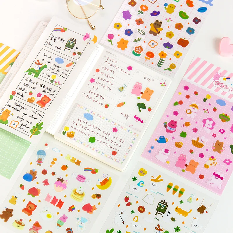 Cute Bunny Bear Shop Stickers Decoration Scrapbooking DIY Diary Album Journal Hand Account Kawaii Stationery