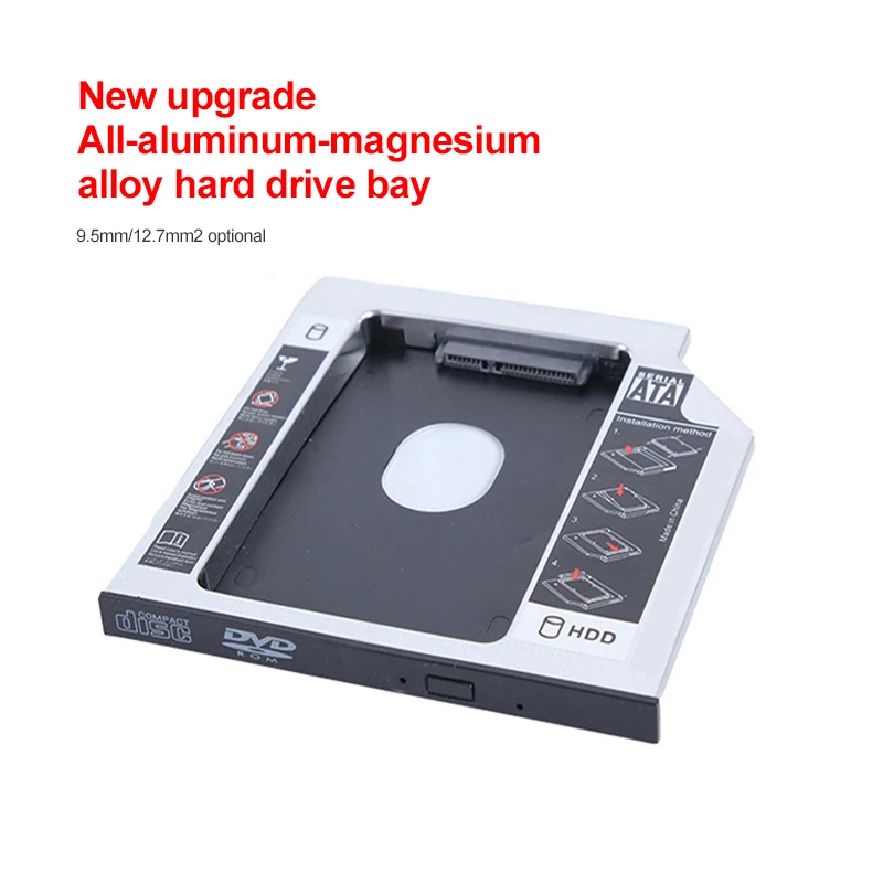 9.5mm 12.7mm Aluminum 2nd Second HDD Caddy 9.5mm SATA 3.0 for 2.5'' SSD DVD -ROM Enclosure Adapter Hard Disk Drive