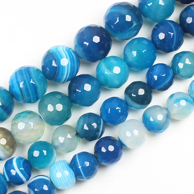 

Faceted Blue Stripe Agate 4-14mm 15inch per strand, For DIY Necklace Bracelat Jewelry Making !