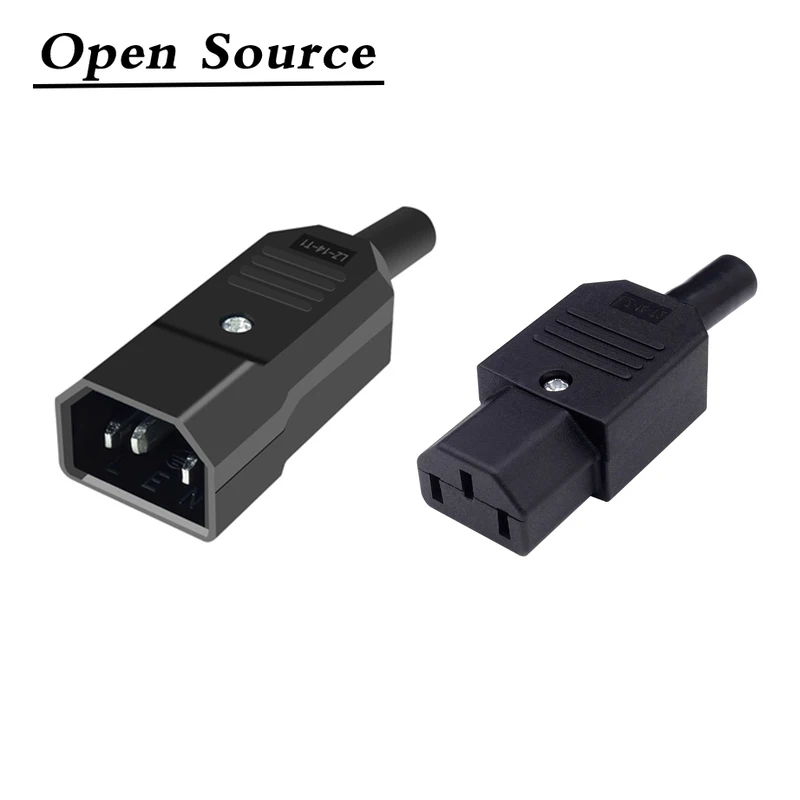 10A US AC250V 10A 3pin IEC C13 Power Supply plug socket Adapter male plug & female jack Rewirable cable wire connector