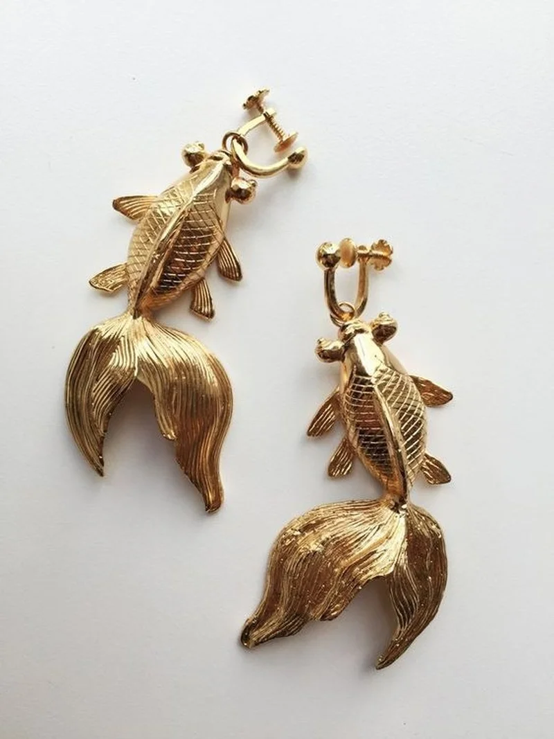 2024 Cute Women Earrings Jeweler Gothic Accessories Alloy Goldfish Earrings Korean Fashion Jewelry Display Pendientes Mujer