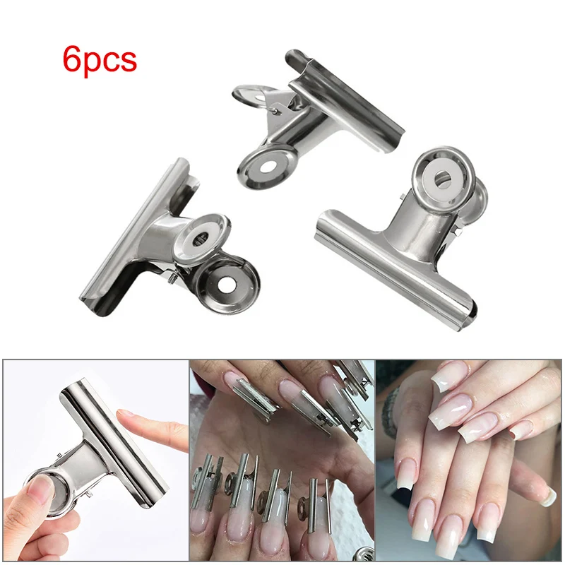 6pcs Russian C Curve Nail Pinching Clips French Nail Form Tips Stainless Steel Acrylic Nails Pinchers Manicure Tool