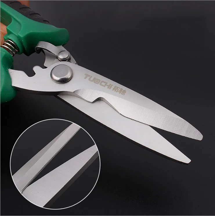 8 "Bẻ Cong/Thẳng Tín Snip Tấm Kim Loại Dao Cắt Đa Năng Răng Điện Tử Kéo Nặng Kéo Công Nghiệp Dụng Cụ Cầm Tay