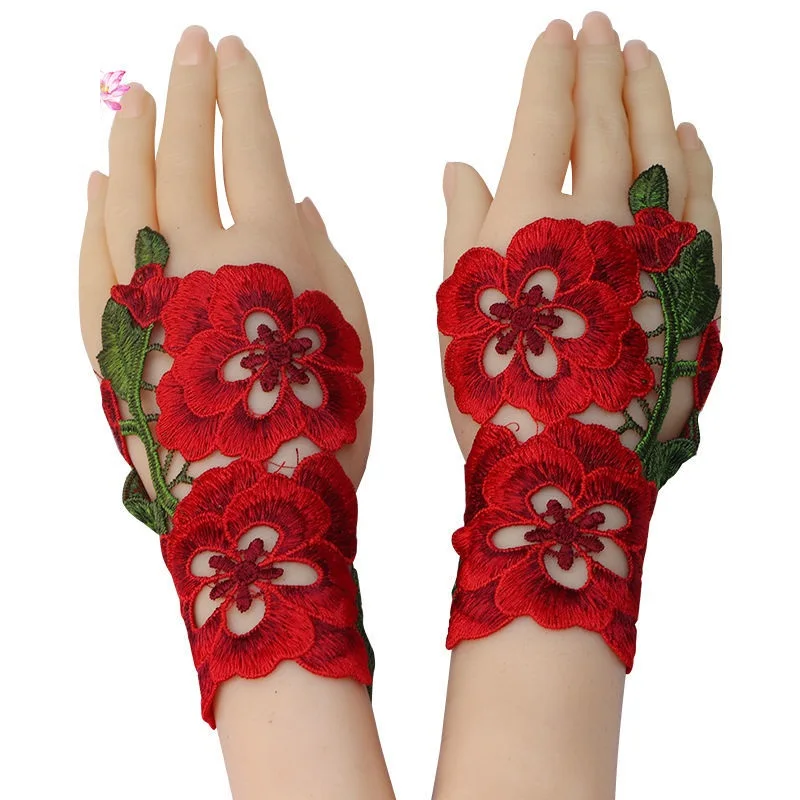 Womens Summer Gloves Casual Flower Fingerless Gloves Handwarmers Gloves Mittens Without Fingers Mittens