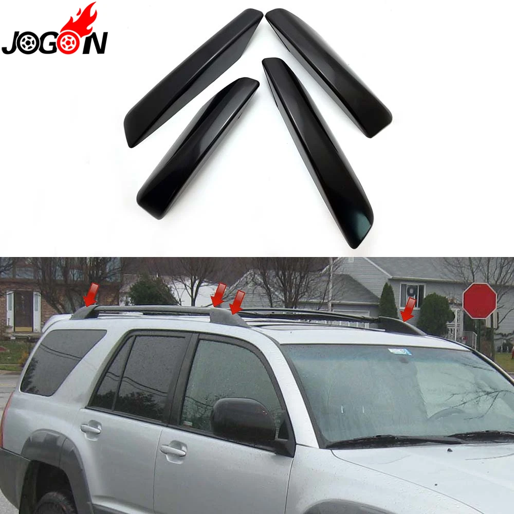 4Pcs Black For Toyota 4Runner N210 2003-2009 Hilux Surf SW4 ABS Plastic Car Roof Rack Bar Rail End Replacement Cover Shell Cover