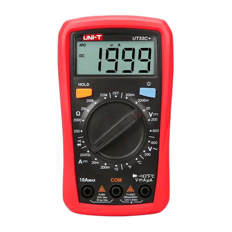 UNI-T UT33C+ Handheld Multimeter, 1999 Display Digital Multimeter Resistance/Diode Test Backlight Auto Shutdown Temperature Test