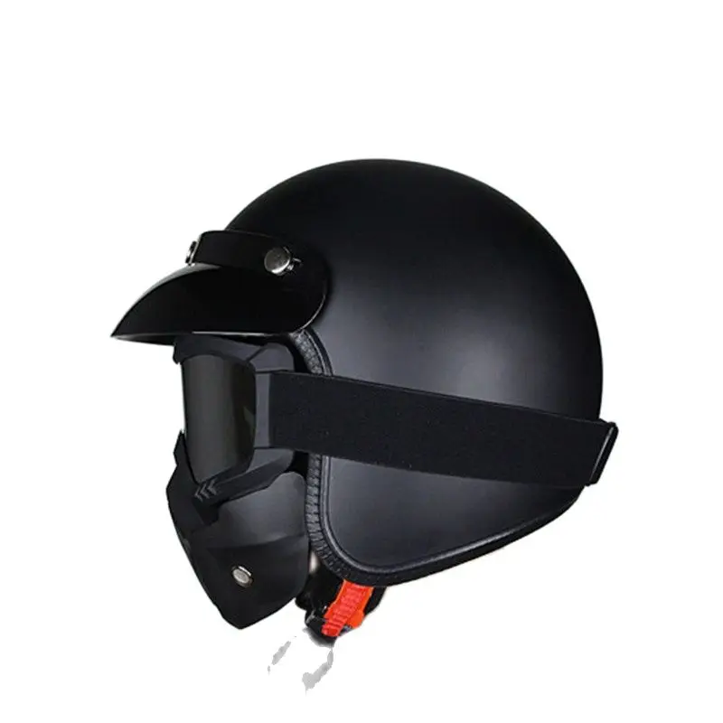 

Motorcycle Vintage Half Face Helmet Retro German Chopper Cruiser Matte Black Cascos Para Dot Approvel