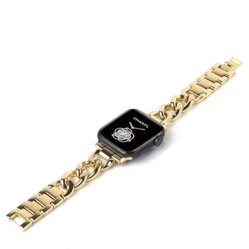 الفولاذ المقاوم للصدأ أنيقة سوار حريمي حزام ل سوار ساعة يد آبل 40/44 كاوبوي سلسلة رابط ل iWatch 7 6 5 4 3 2 1 38/42 مللي متر 41/45