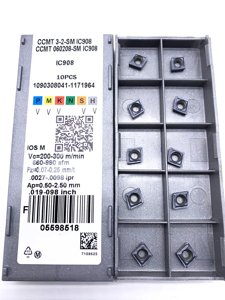 Carbide CCMT060204 CCMT060208 SM IC907 908 Turning Carbide Insert Internal Turning Insert NC Lathe Tool Milling Cutter