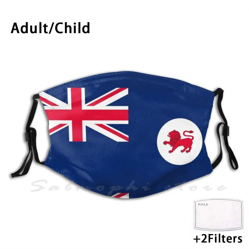 Bendera Tasmania Cetak Lucu Dapat Digunakan Kembali Pm2.5 Filter Masker Wajah Tas Tassie Tasman Tasmania Bendera Tasmania Tasmania