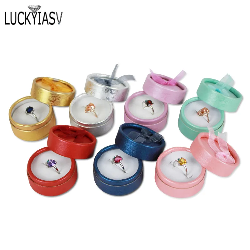 Wholesale 24pcs/lot Multi-color Bow Small Round Ring Box Stud Earrings Jewelry Box Gift Box For Ring Display Jewelry Earring Box