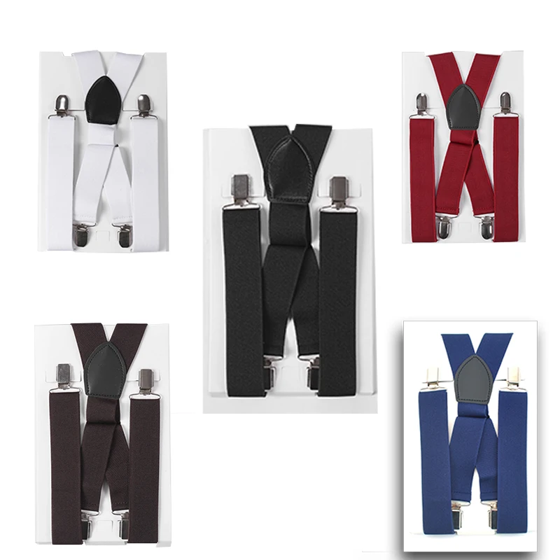 Men's Shirt Suspenders For Trousers Pants Holder Braces Wedding Suspender Straps 35mm Wide Elastic Strong  Metal Clips