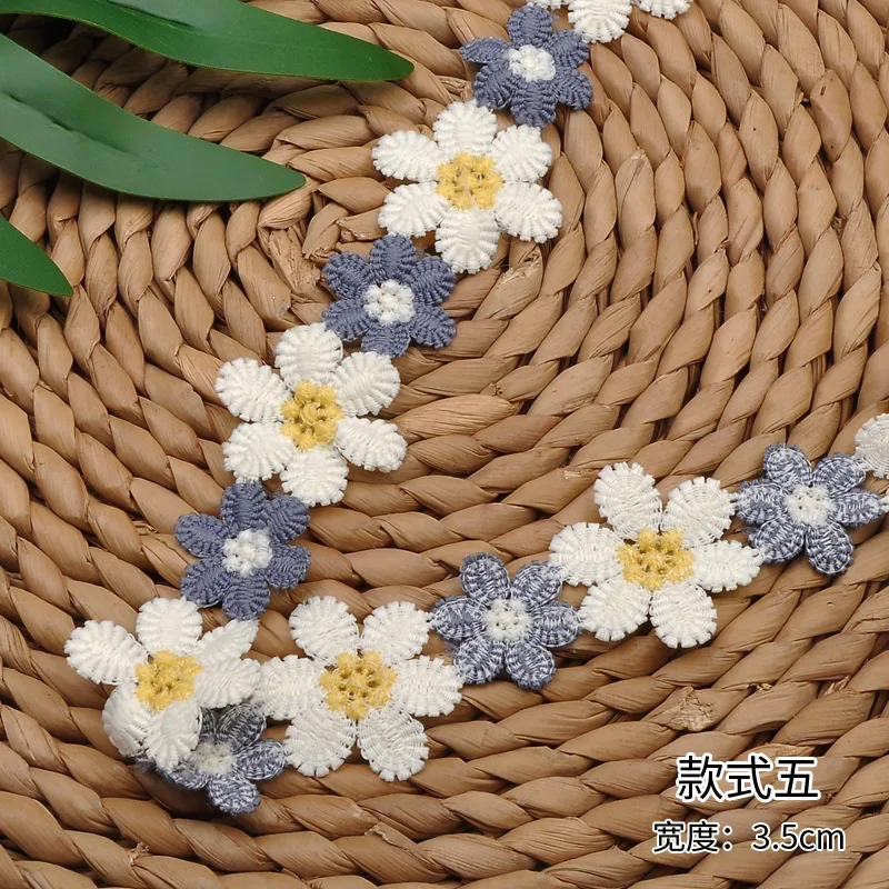 40Yards Embroidered Flower Lace Fabric 35mm 28mm Wide Sewing DIY Trim Applique Ribbon Collar Clothing Decor Wholesale