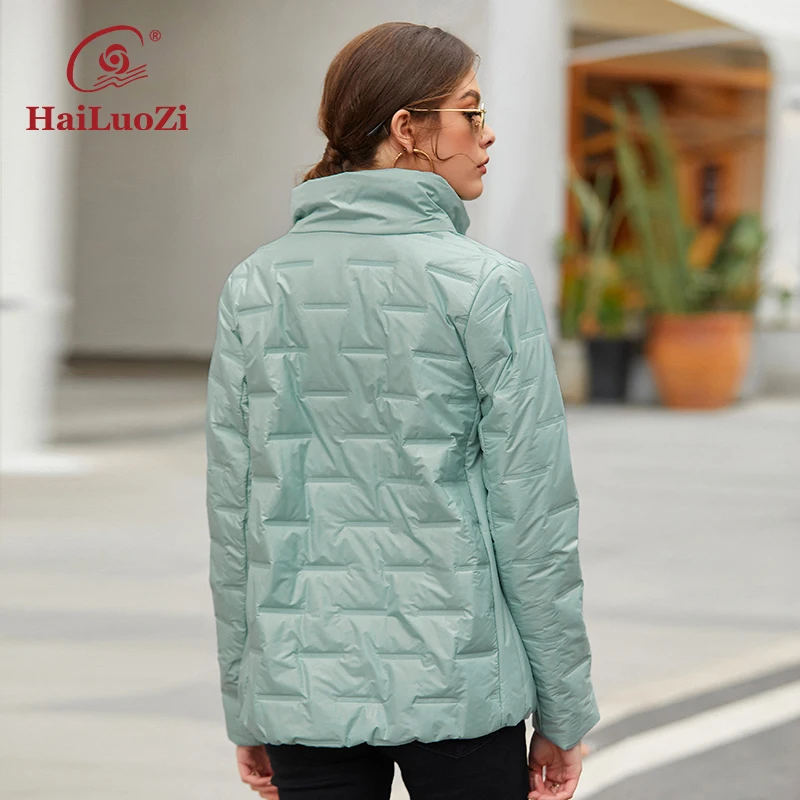 HaiLuoZi 2022 Spring Autumn Women Coat Fashion Big Pocket Jacket Women\'s Short Parka High Quality Female Outwear 7021