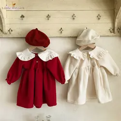 Newborn Baby Girl Christmas Princess Dress Infant Toddler Child Spring Autumn Winter Peter Pan Collar Dress Baby Clothes 12M-7T