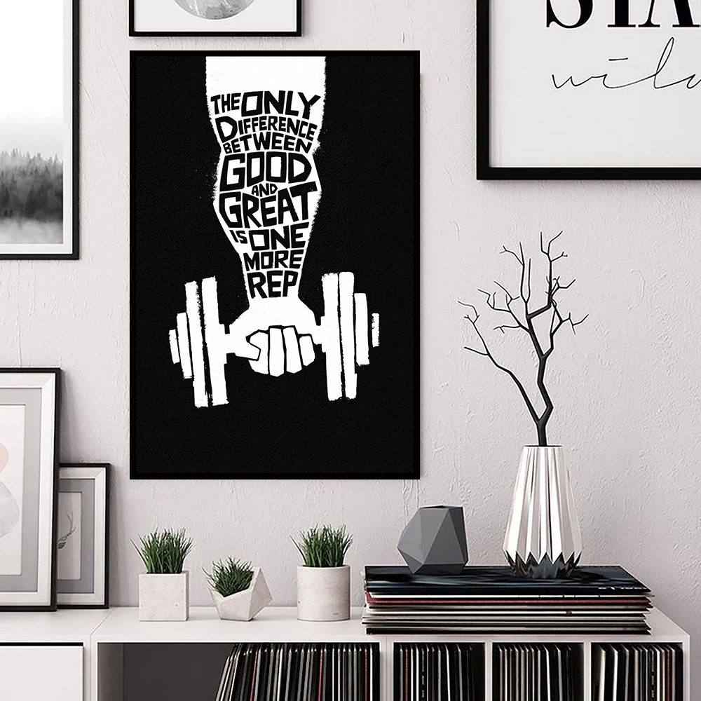 Fitness Gym Lovers Poster Wall Art Canvas Motivating Quote Print on the Wall Painting for Gym Room Bodybuilding Home Decoration