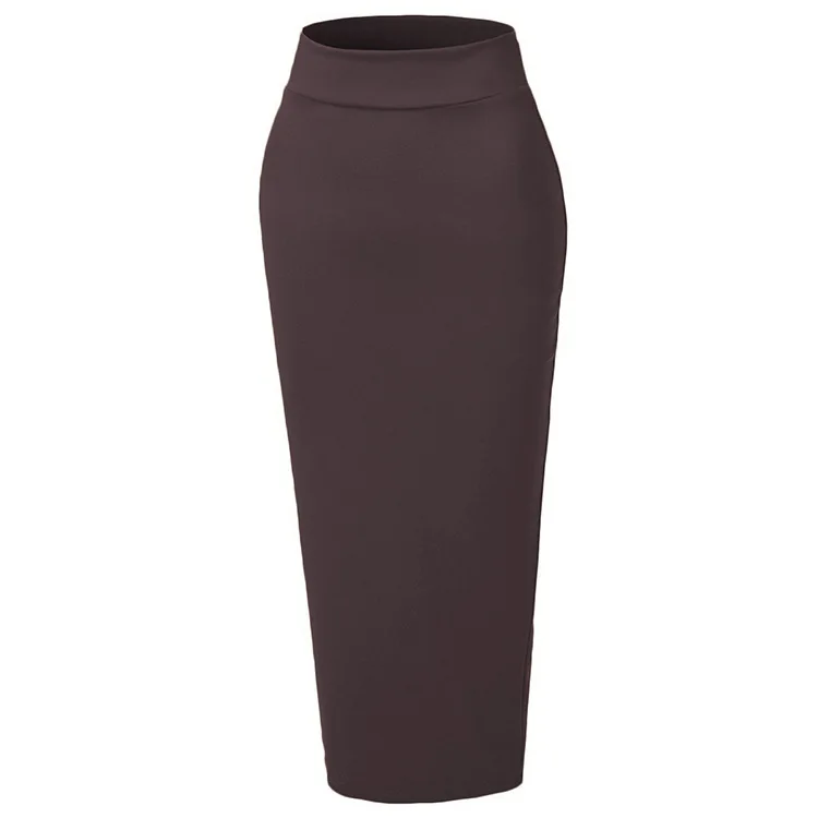 GOHYPDUG Fashion Elegant Women Lady Spring Pencil Skirt Highwaist Bodycon Cotton Muslim Ankle-Length Skirts Islamic Bottom