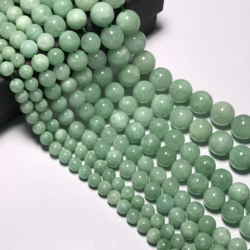 6/8/10/12mm Genuine Natural Burma Jades Stone Beads For Jewelry Making DIY Round Loose Jadeite Jades Beads Fit Bracelet Necklace