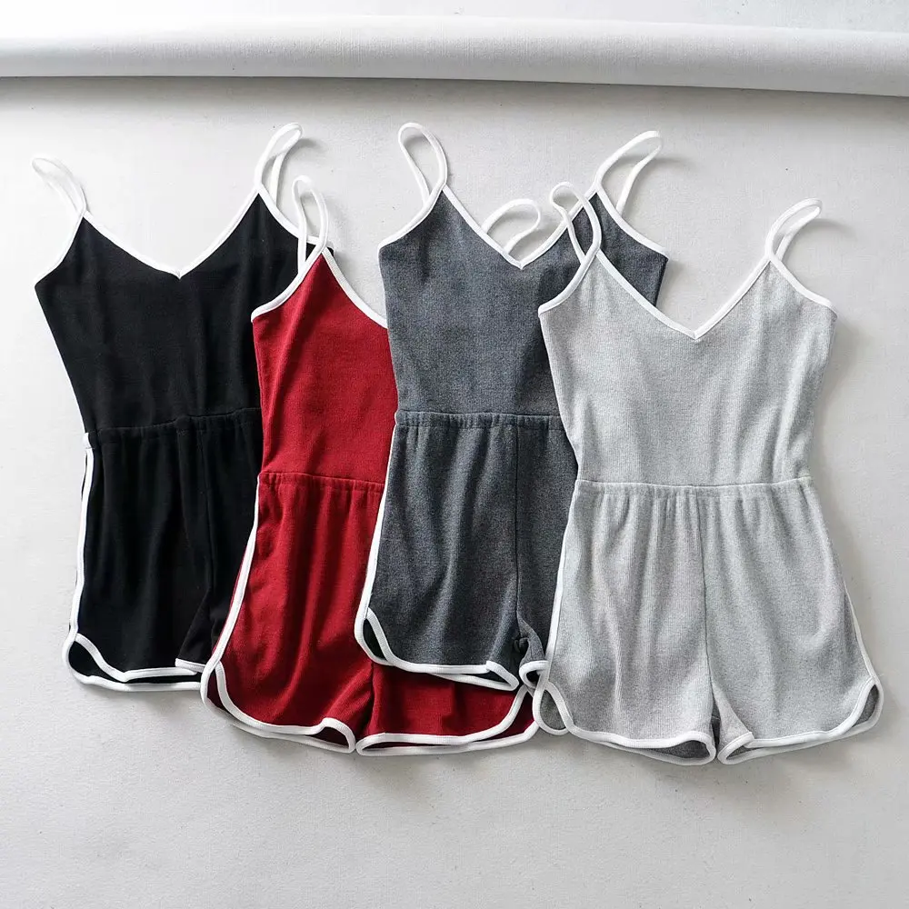 Women Summer Casual Spaghetti Strap Romper Short Jumpsuit Sleeveless Romper for Girl Athleisure Fashion