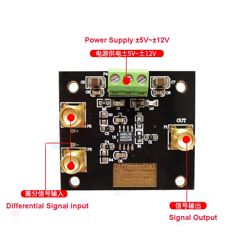 AD8130 Differential Receiving Amplifier Module Differential To Single-ended High Common Mode Rejection Ratio Low Noise And Low D