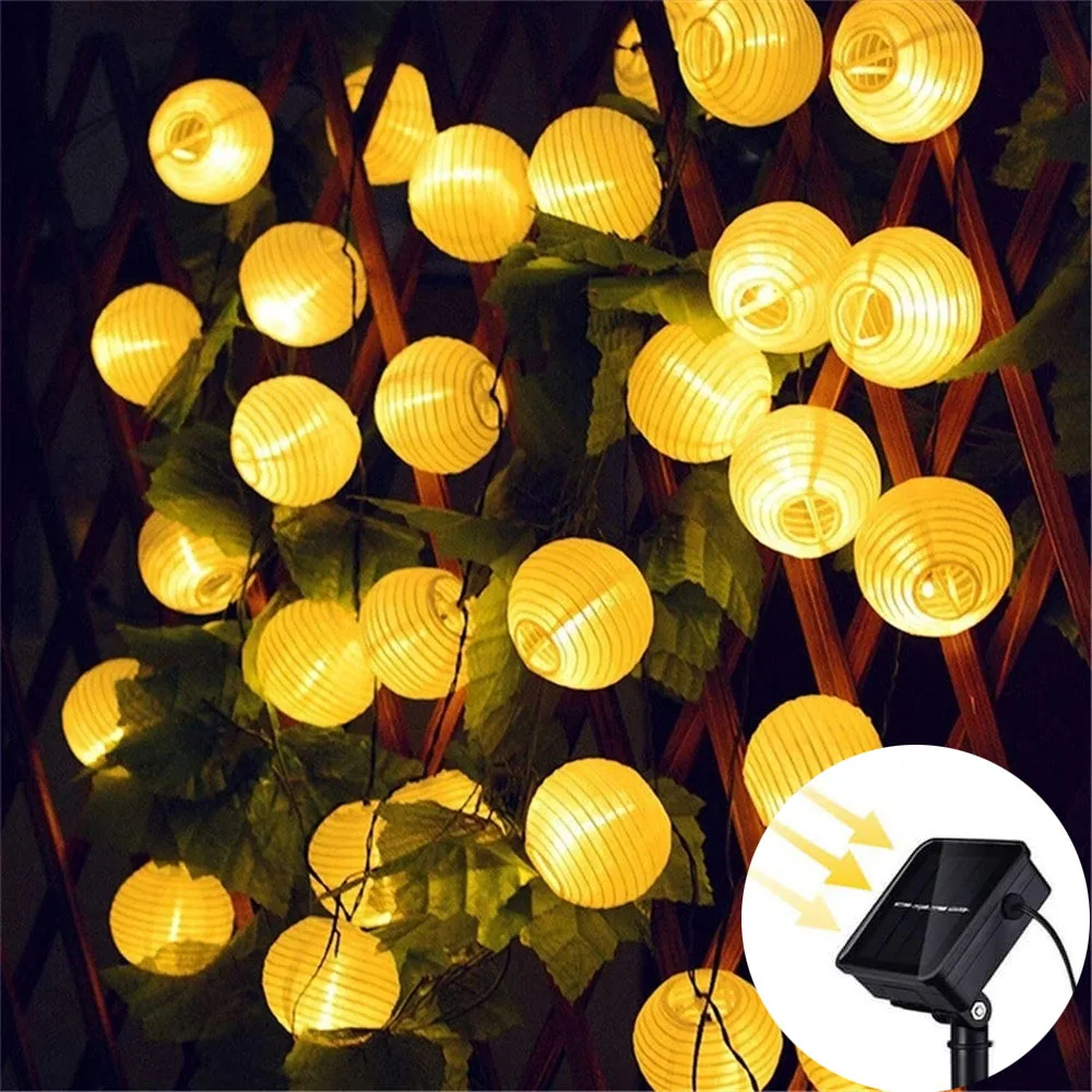 Solar Lanterns String Lights 20/30/50 LEDs Outdoor Waterproof Solar Decorative String Lights for Street Patio Wedding Lighting