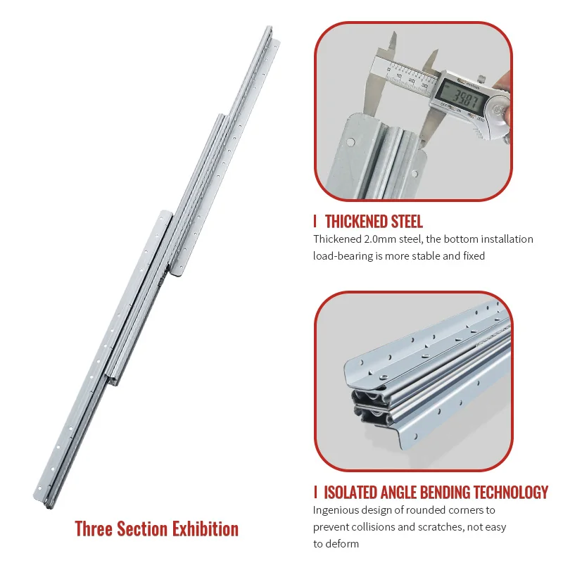 WASHINGST Bottom Fix Drawer Runners Heavy Stair Runners Rails Full Ball Bearing Runners Stair Runner Rail Bottom Mount