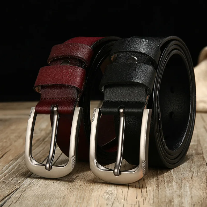 peikong cow genuine leather luxury strap male belts for men new fashion classice vintage pin buckle leather belt male belt men